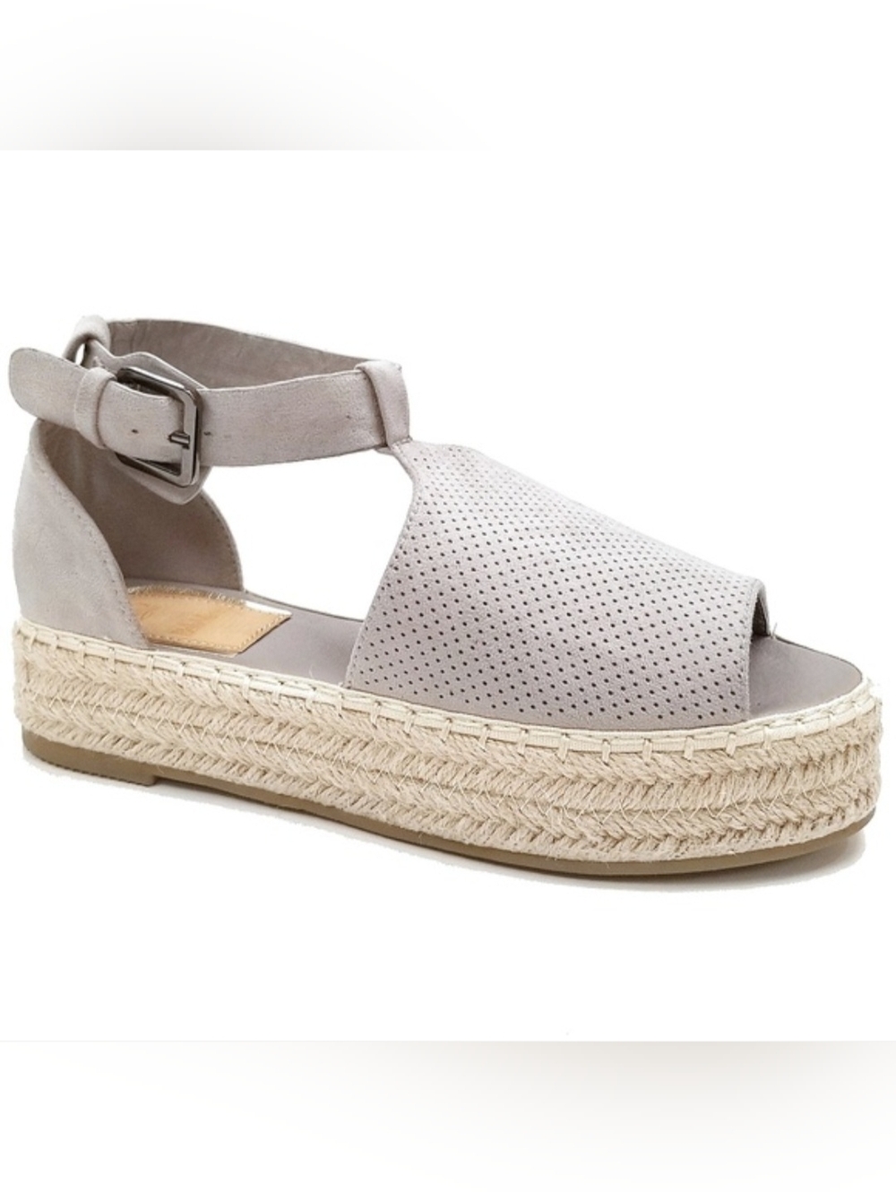 Bella Marie Grey Perforated Espadrille Slingback Sandals